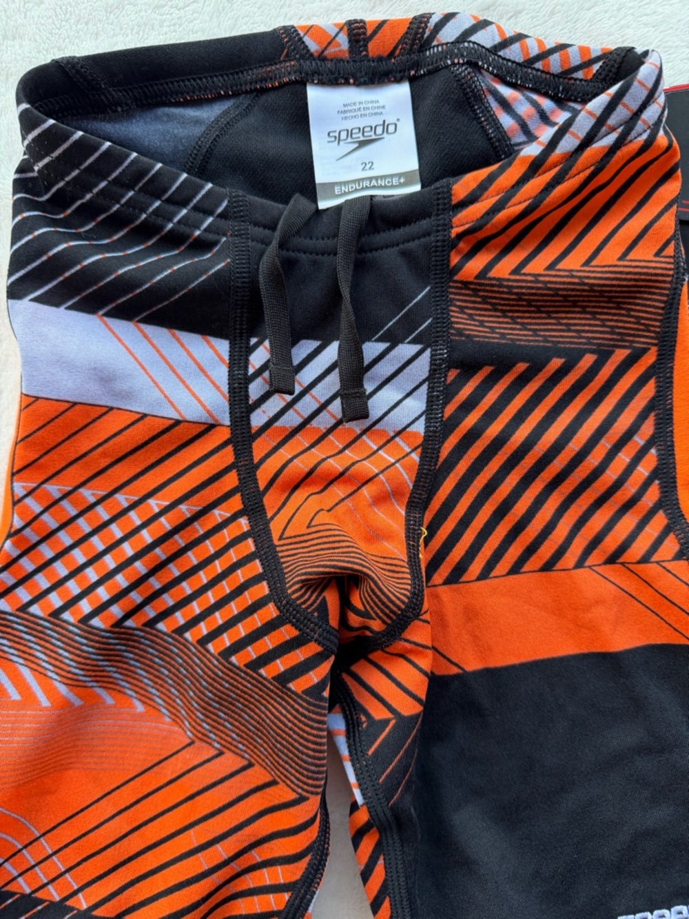 Speedo Orange and Black Graphic Jammer Swim Briefs Size 22 Boys 4/5 years old. - Picture 2 of 6
